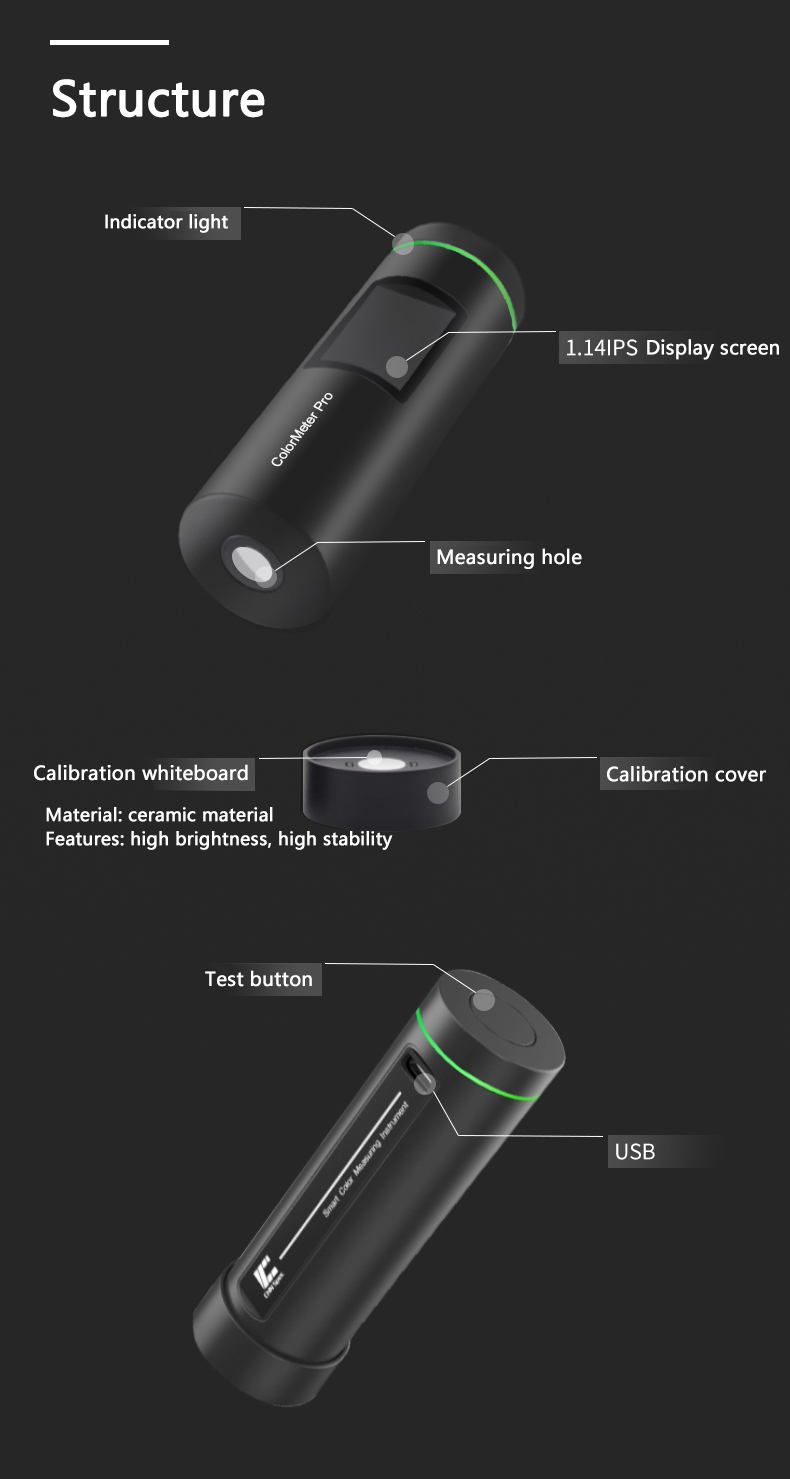 NADE small size ColorMeter Pro Digital Portable Colorimeter color tester 20 kinds of parameters, 26 kinds of light sources