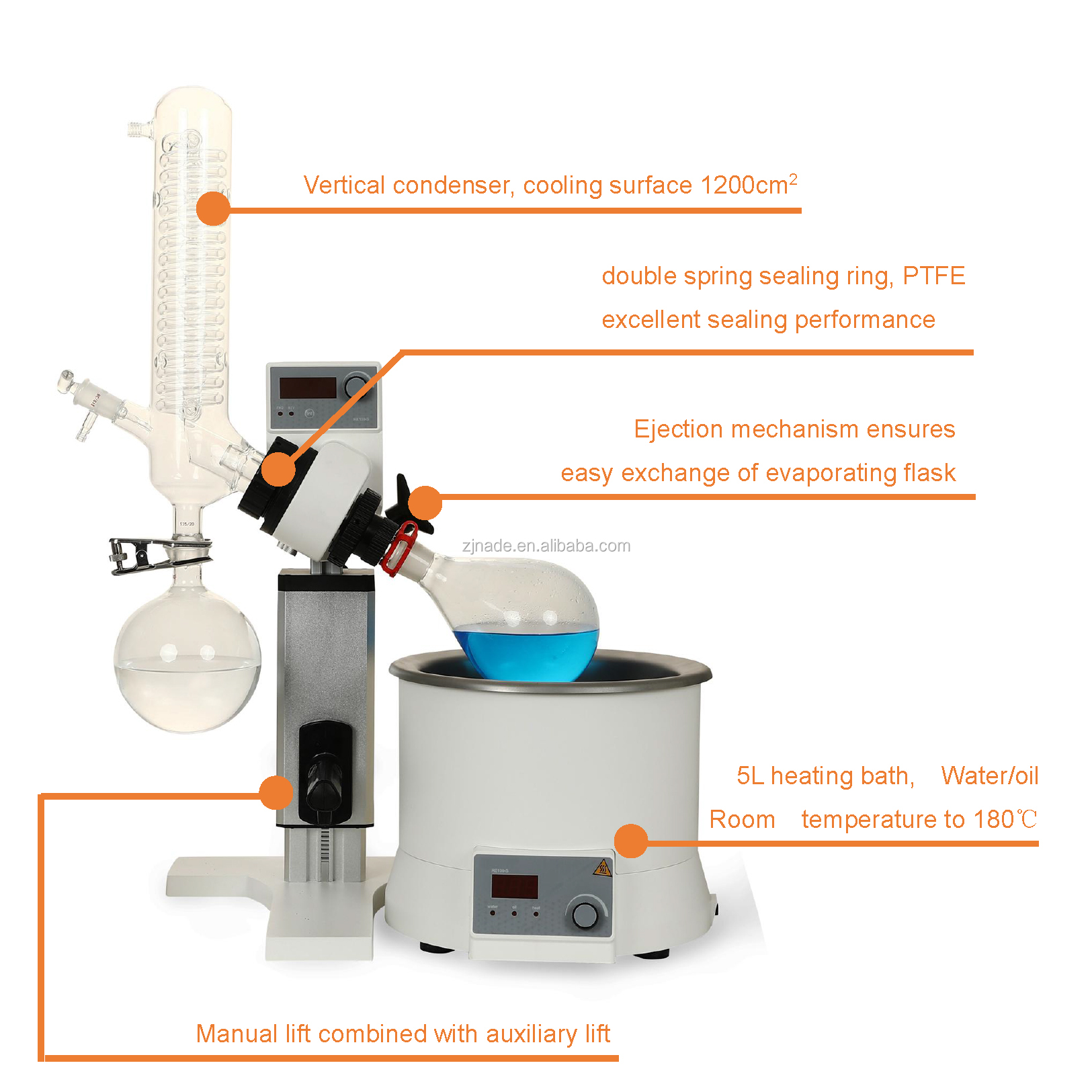 NADE 1200cm2 Vertical Condenser 1L Rotary Evaporator
