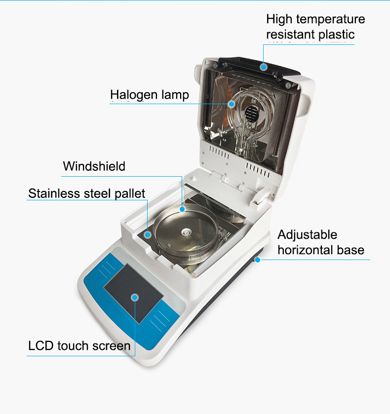NADE HD touch screen Halogen Moisture analyzer NDHD-16A 110g/0.002g 0.01% with German HBM sensor for grain lab
